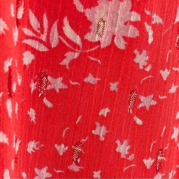 Joie | Women’s Bright Coral Short Sleeve Floral Blouse size M - Picture 7 of 16